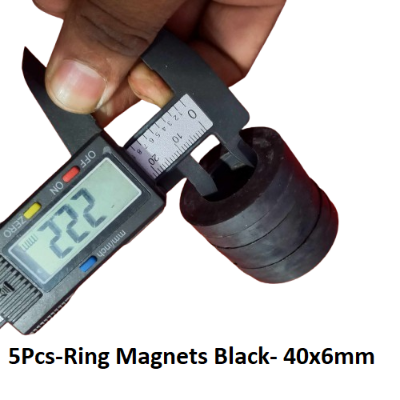 Picture of 5Pcs-Ring Magnets Black- 40x6mm  Magnets Multipurpose Permanent Round Ring Magnet Permanent Magnet