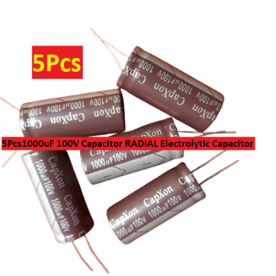 Picture of 5Pcs 1000uF 100V Capacitor RADIAL Electrolytic Capacitor 1000uF Capacitor 100V 1000uF Radial Polarized Aluminum Electrolytic Capacitors 2 Pin Leads