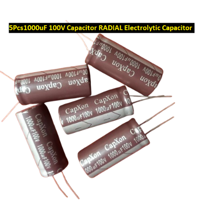 Picture of 5Pcs 1000uF 100V Capacitor RADIAL Electrolytic Capacitor 1000uF Capacitor 100V 1000uF Radial Polarized Aluminum Electrolytic Capacitors 2 Pin Leads