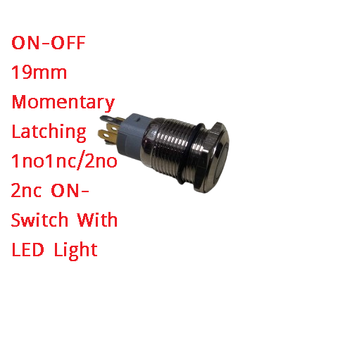 Picture of 19mm Momentary Latching 1no1nc/2no2nc ON-OFF / Self-Lock  Switch With LED Light SPDT 5A 250VAC 5Pin Terminal Waterproof Self- Lock  Switch For Left