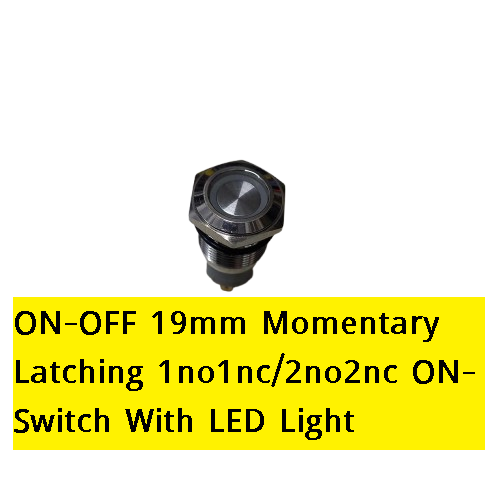 Picture of 19mm Momentary Latching 1no1nc/2no2nc ON-OFF / Self-Lock  Switch With LED Light SPDT 5A 250VAC 5Pin Terminal Waterproof Self- Lock  Switch For Left
