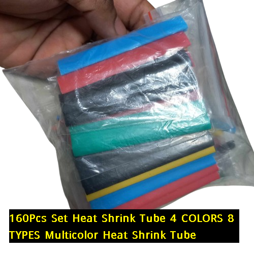 Picture of 160Pcs Set Heat Shrink Tube 4 COLORS 8 TYPES Multicolor Heat Shrink Tubing Electrical Connection Wire Cables Wrap Waterproof 160PCS Shrinkage Sleeve Kit Heat Shrink Tubes