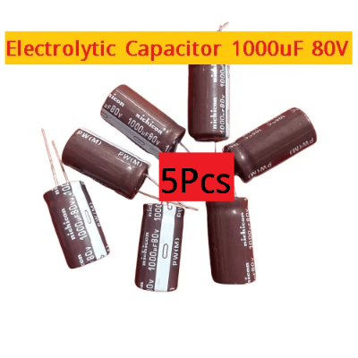 Picture of 5Pcs- Electrolytic Capacitor 1000uF 80V Radial Polarized Aluminum Electrolytic Capacitor