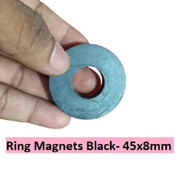 Picture of Black Ring Magnets 45×8mm | Heavy-Duty Ferrite Donut Magnet for Motor, Speaker, Craft, Science Projects