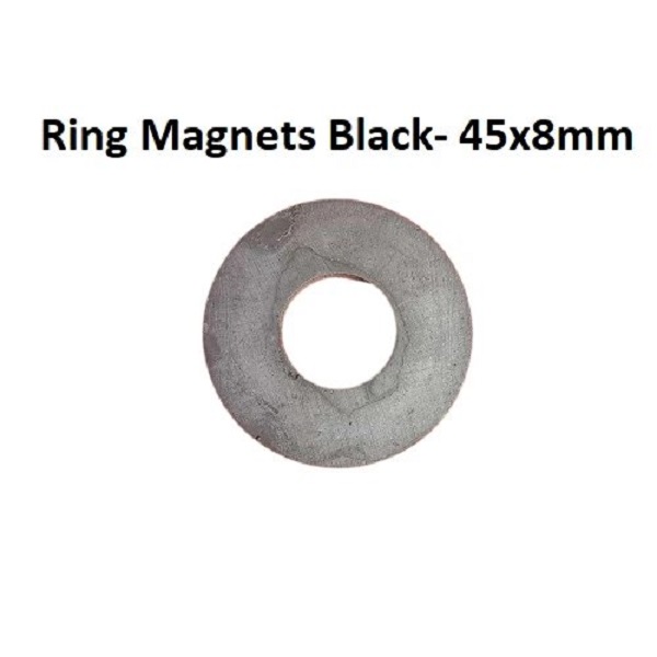 Picture of Black Ring Magnets 45×8mm | Heavy-Duty Ferrite Donut Magnet for Motor, Speaker, Craft, Science Projects