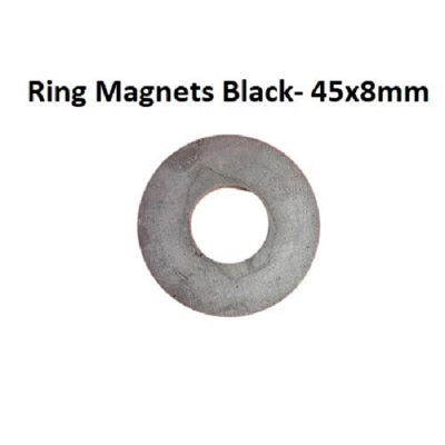 Picture of Black Ring Magnets 45×8mm | Heavy-Duty Ferrite Donut Magnet for Motor, Speaker, Craft, Science Projects