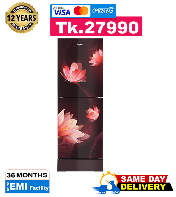 Buy Whirlpool 236 Liter Fresh Magic Pro Glass Door Florina Red at Best Price In Bangladesh