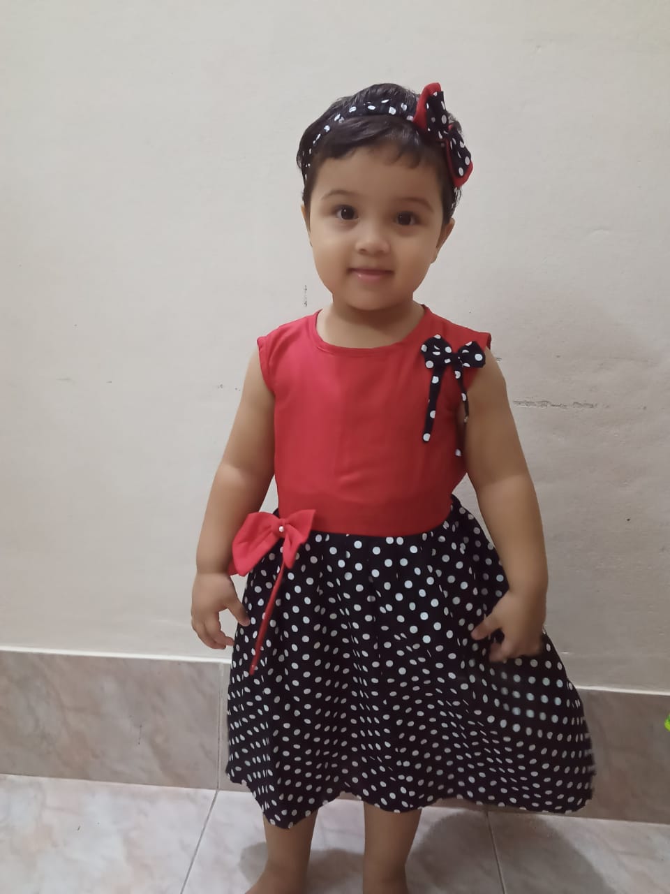 Picture of Baby Girls Black And White Stype Fashionable Beautiful Baby Dress 0-12 years