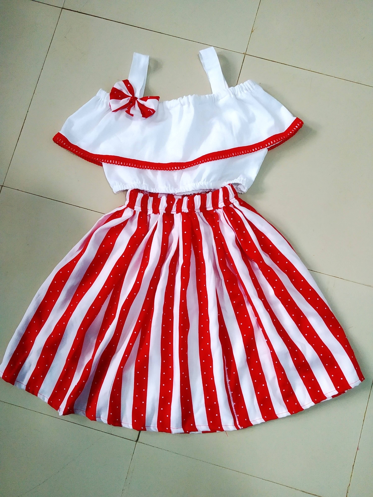 Picture of Handmade Baby girls Fashionable beautiful 2 piece skirts set for 1-12 years babies