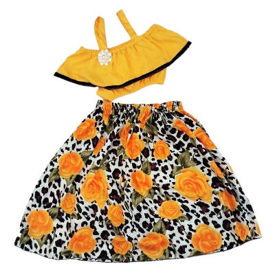 Picture of Handmade Baby girls Fashionable beautiful 2 piece skirts set for 1-12 years babies