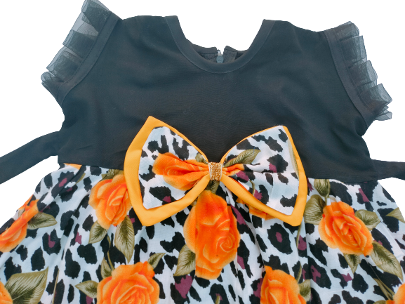 Picture of Rose Print Dress for 0 to 7 Years Baby girls - with matching hair band