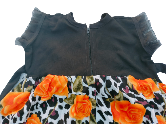 Picture of Rose Print Dress for 0 to 7 Years Baby girls - with matching hair band