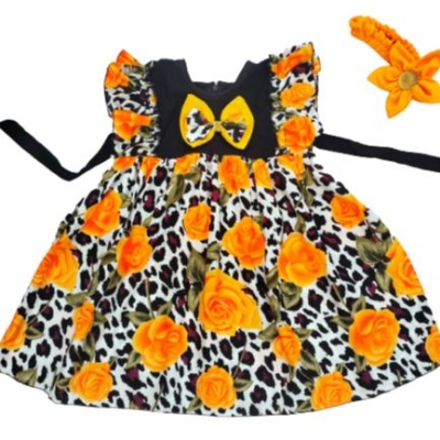 Picture of Rose Print cotton Dress for 0 to 7 Years Baby girls