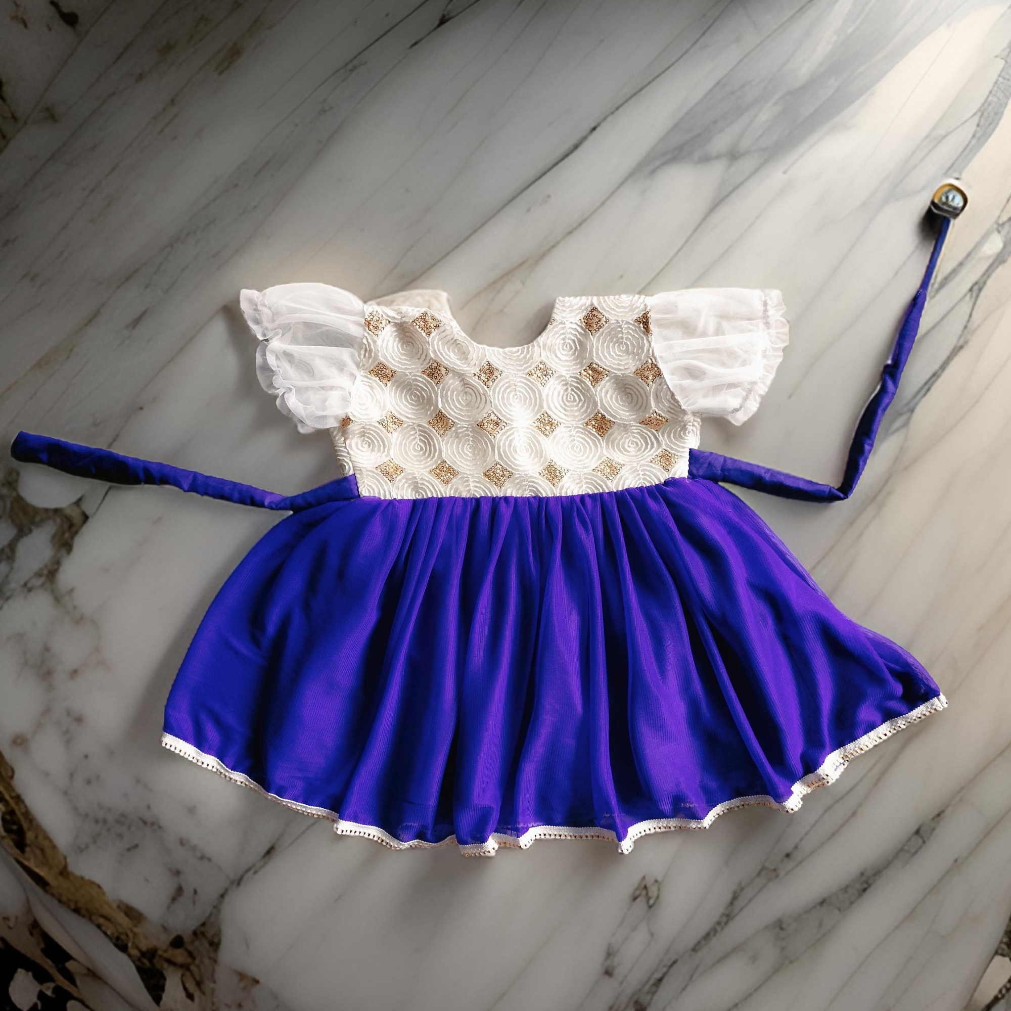 Picture of Baby girls fashionable beautiful party dress for 1 2 3 4 5 6 7 years babies