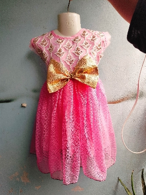Picture of Baby girls fashionable beautiful party dress for 0 to 7 years babies