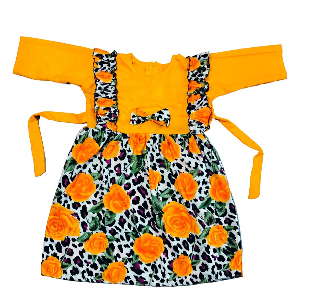 Picture of Girls long Sleeve  rose flowers print  winter cotton Dress 0-12