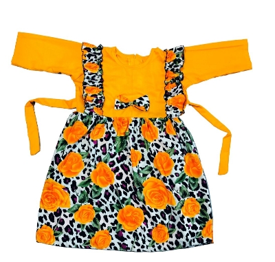 Picture of Girls long Sleeve  rose flowers print  winter cotton Dress 0-12