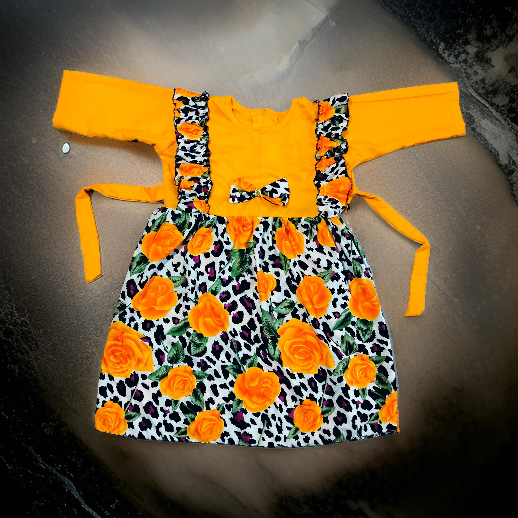 Picture of Girls long Sleeve  rose flowers print  winter cotton Dress 0-12