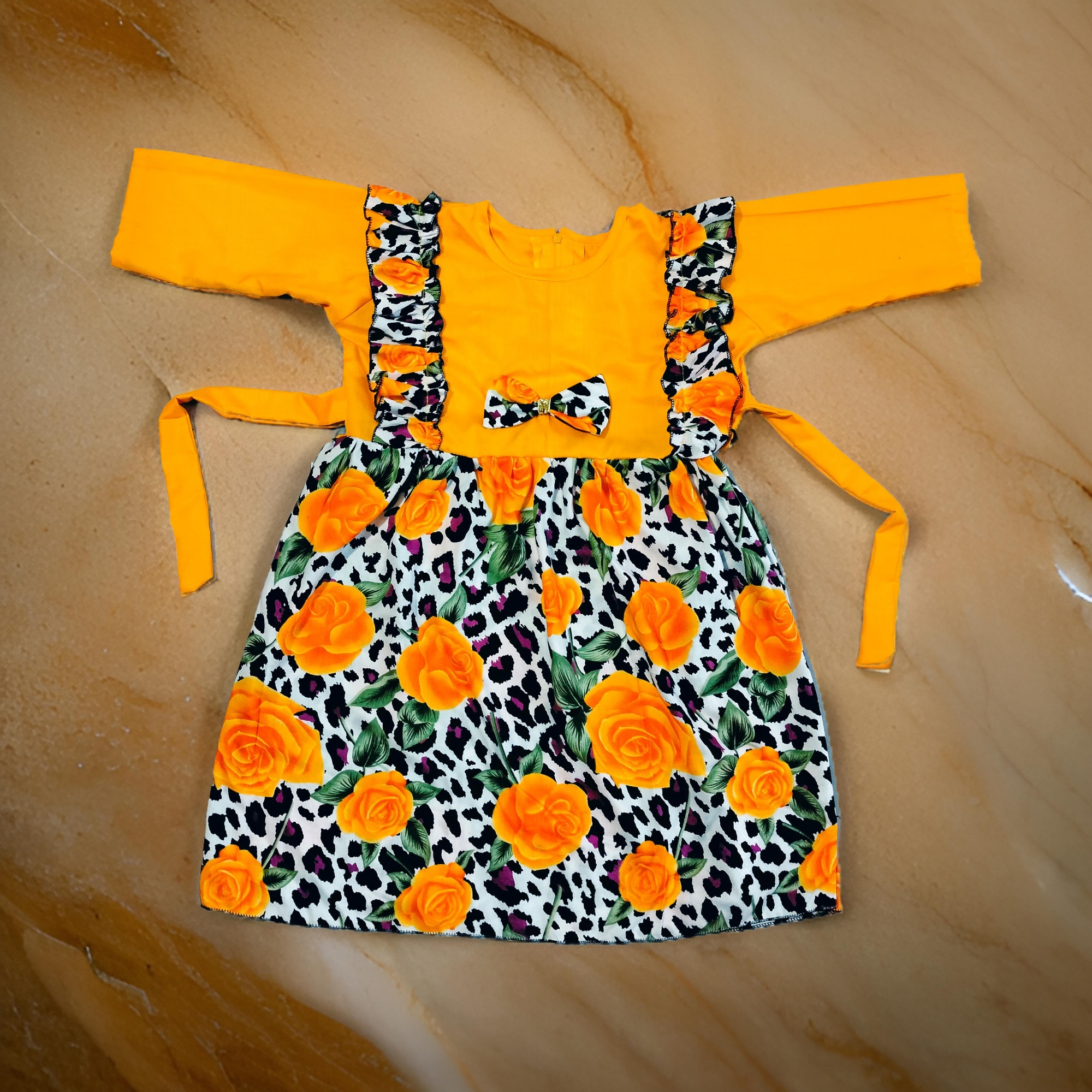 Picture of Girls long Sleeve  rose flowers print  winter cotton Dress 0-12