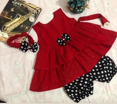 Picture of maroon color soft cotton dress set 0-7