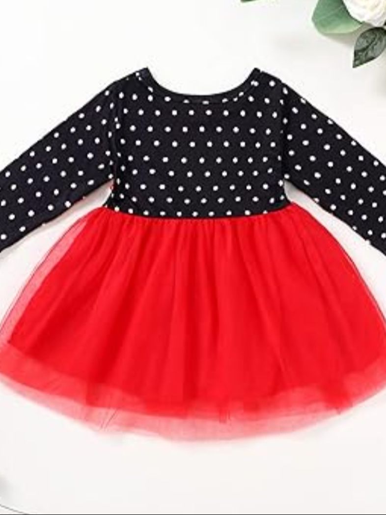Picture of Girls long Sleeve red & Black Striped winter Dress 0-7