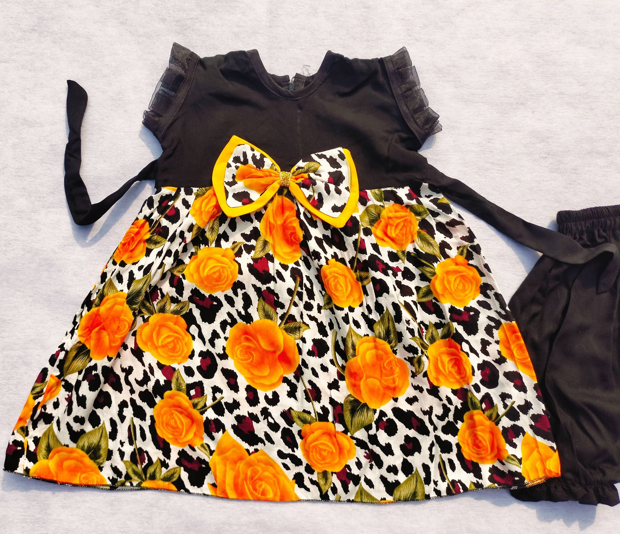 Picture of baby girl fashionable cotton  dress with pant set for 1- 5 years