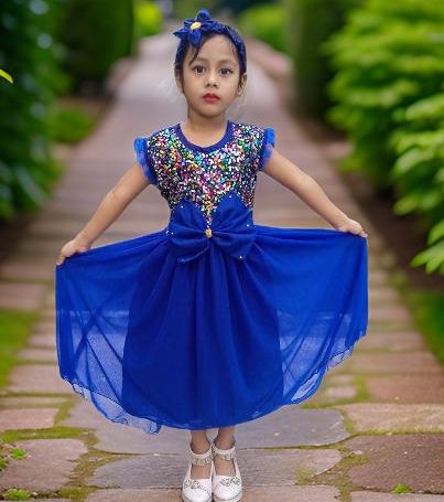 Picture of Baby Girls Fashionable Beautiful homemade party Dress ,frock For 0-12 Years Babies