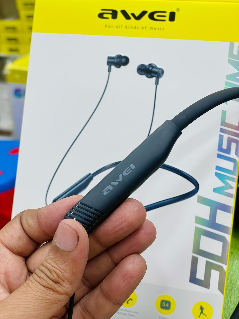 Picture of Awei G83BL Neckband Bluetooth Earphones. Bluetooth V5.4 Music Control & HD Calling Support Sports Wireless Headphone