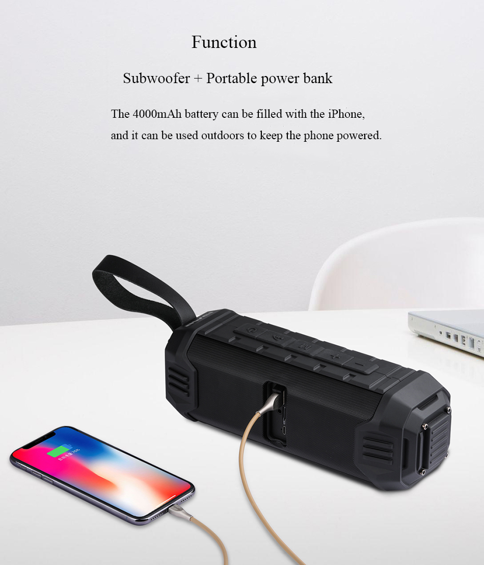 Picture of Awei Y280 Portable Bluetooth Speaker, 12 Hours Working Outdoor Speaker Powerful Subwoofer IPX4 Waterproof Speaker With Power Bank Function