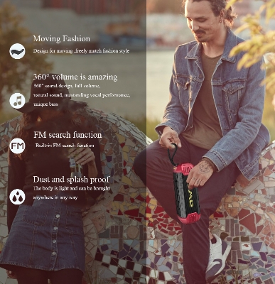 Picture of Awei Y280 Portable Bluetooth Speaker, 12 Hours Working Outdoor Speaker Powerful Subwoofer IPX4 Waterproof Speaker With Power Bank Function