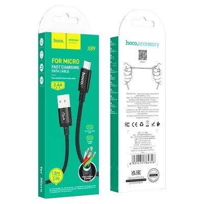 Picture of Hoco X89 Type B Fast Charging Data Cable. USB to Micro-USB  Braided Charging Cable