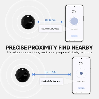 Picture of MiLi MiTag iPhone Location Tracker Device. Compatible with Apple Find My Device. Smart Finder