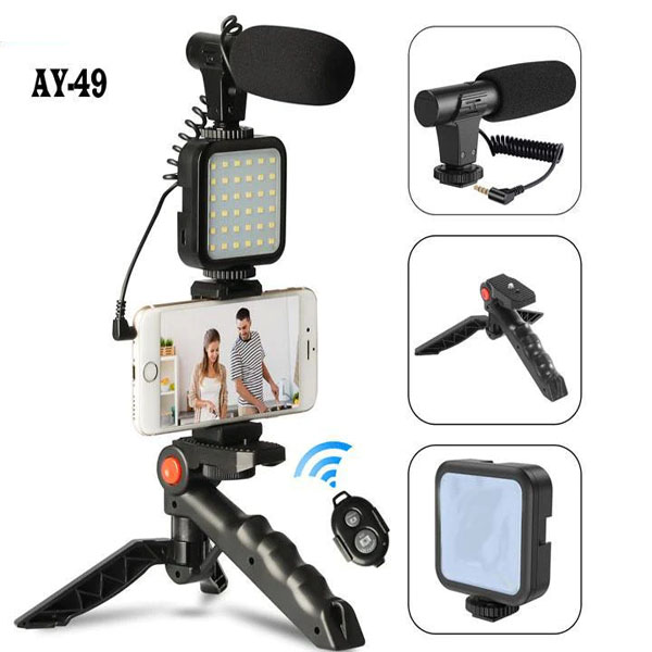 Picture of AY-49 remote control Video Kits Microphone LED Fill Light Mini Tripod