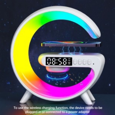 Picture of G63 4 In 1 Bluetooth Speaker 10W Multifunctional Wireless Charger LED Atmosphere RGB Night Light Alarm Clock Desk Lamp Bluetooth Speaker Wireless Charging Modern Speaker