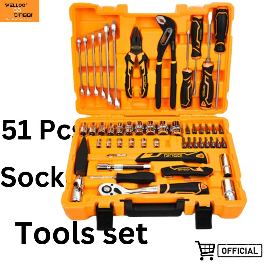 Picture of DingQi 51 PCS Socket Wrench Set With Plastic Box for Auto Repair Hand Tool Sets/MultiPurpose Usage - Sensible - Must Have