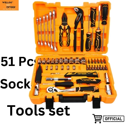 Picture of DingQi 51 PCS Socket Wrench Set With Plastic Box for Auto Repair Hand Tool Sets/MultiPurpose Usage - Sensible - Must Have