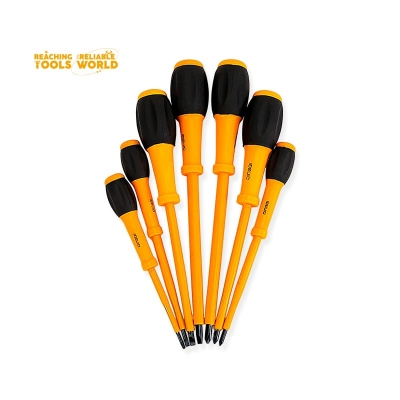 Picture of DingQi 7pcs Magnetic Screw Driver Set Rubber Handle Phillips Screwdriver Slotted Screwdriver Set For Multipurpose Usage SCREWDRIVER SET 68007