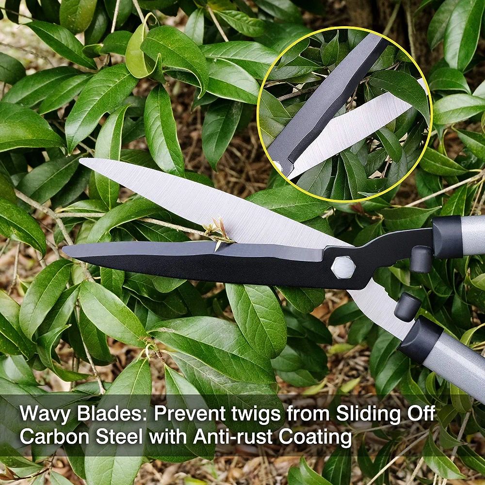 Picture of WELLOO Hedge Clippers 21", Hedge Shears for Trimming Borders, Boxwood and Bushes, Hedge Gardening Shears,Grass Cutter with Carbon Steel Sharp Blades & Ergonomic Comfortable Handle