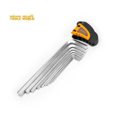 Picture of DingQi 9pcs Hand Tool Hexagon Spanner Ball Point CR-V Matt Flat Hex Key Wrench Set