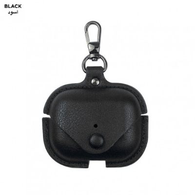 Picture of Airbuds Pro PU Leather Shockproof with Loss Prevention Clip Case Premium Protective Carrying Cover black