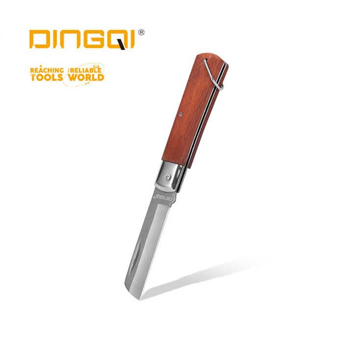Picture of Dingqi Electrician Pocket Straight Cable CutterHot Sale Professional Stainless Steel Blade Wooden Handle Folding Wood Slide Open Quick-change