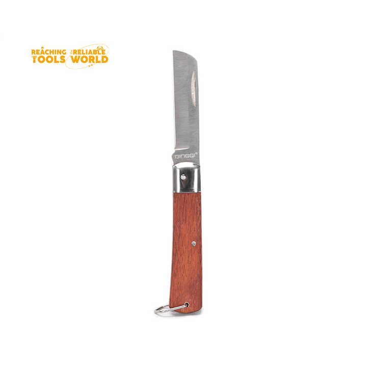 Picture of Dingqi Electrician Pocket Straight Cable CutterHot Sale Professional Stainless Steel Blade Wooden Handle Folding Wood Slide Open Quick-change