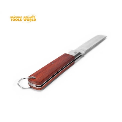 Picture of Dingqi Electrician Pocket Straight Cable CutterHot Sale Professional Stainless Steel Blade Wooden Handle Folding Wood Slide Open Quick-change