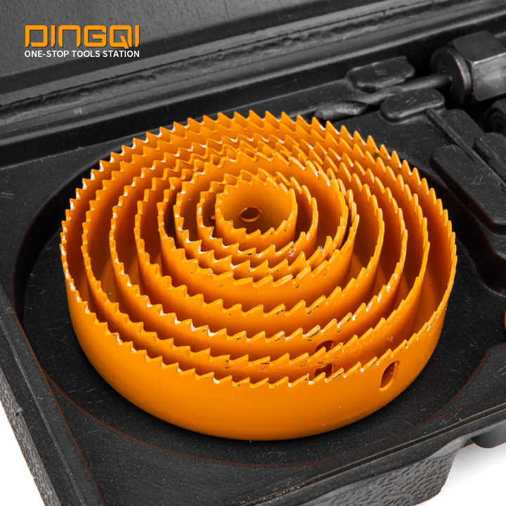 Picture of DingQi Professional High Carbon Steel 11PCS Metal Hole Saw Kit Set for Wood