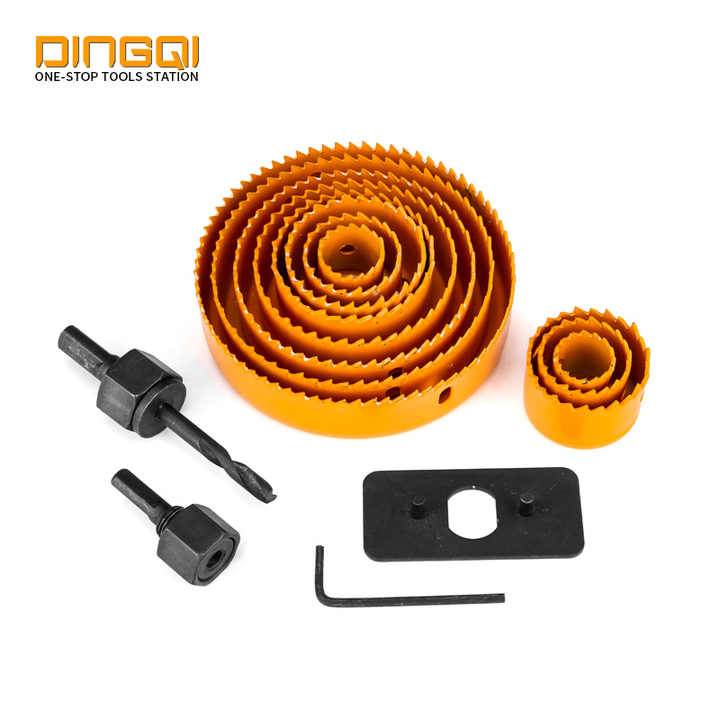 Picture of DingQi Professional High Carbon Steel 11PCS Metal Hole Saw Kit Set for Wood