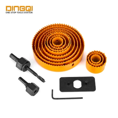 Picture of DingQi Professional High Carbon Steel 11PCS Metal Hole Saw Kit Set for Wood