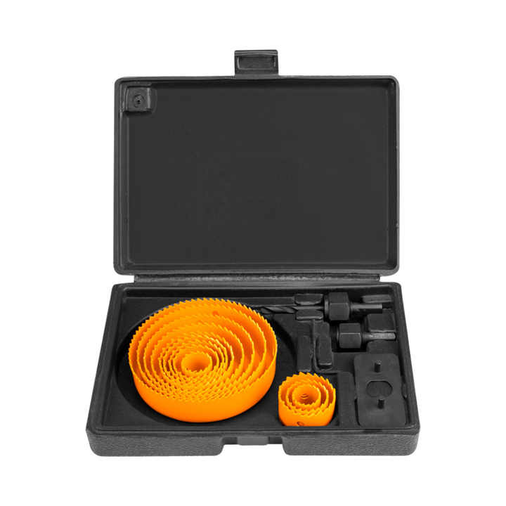 Picture of DingQi Professional High Carbon Steel 11PCS Metal Hole Saw Kit Set for Wood