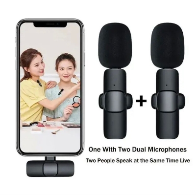 Picture of K9 Wireless Dual Microphone Professional Lapel Lavalier Microphone Remove Noise For Type C+Apple