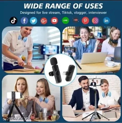 Picture of K9 Wireless Dual Microphone Professional Lapel Lavalier Microphone Remove Noise For Type C+Apple