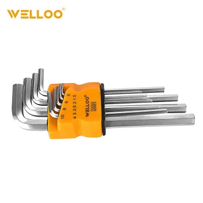 Picture of WELLOO HKF2009S/M/L CRV Flat Hex Key Set crv 9 Pcs Packing satin Finish Chrome alloy key set